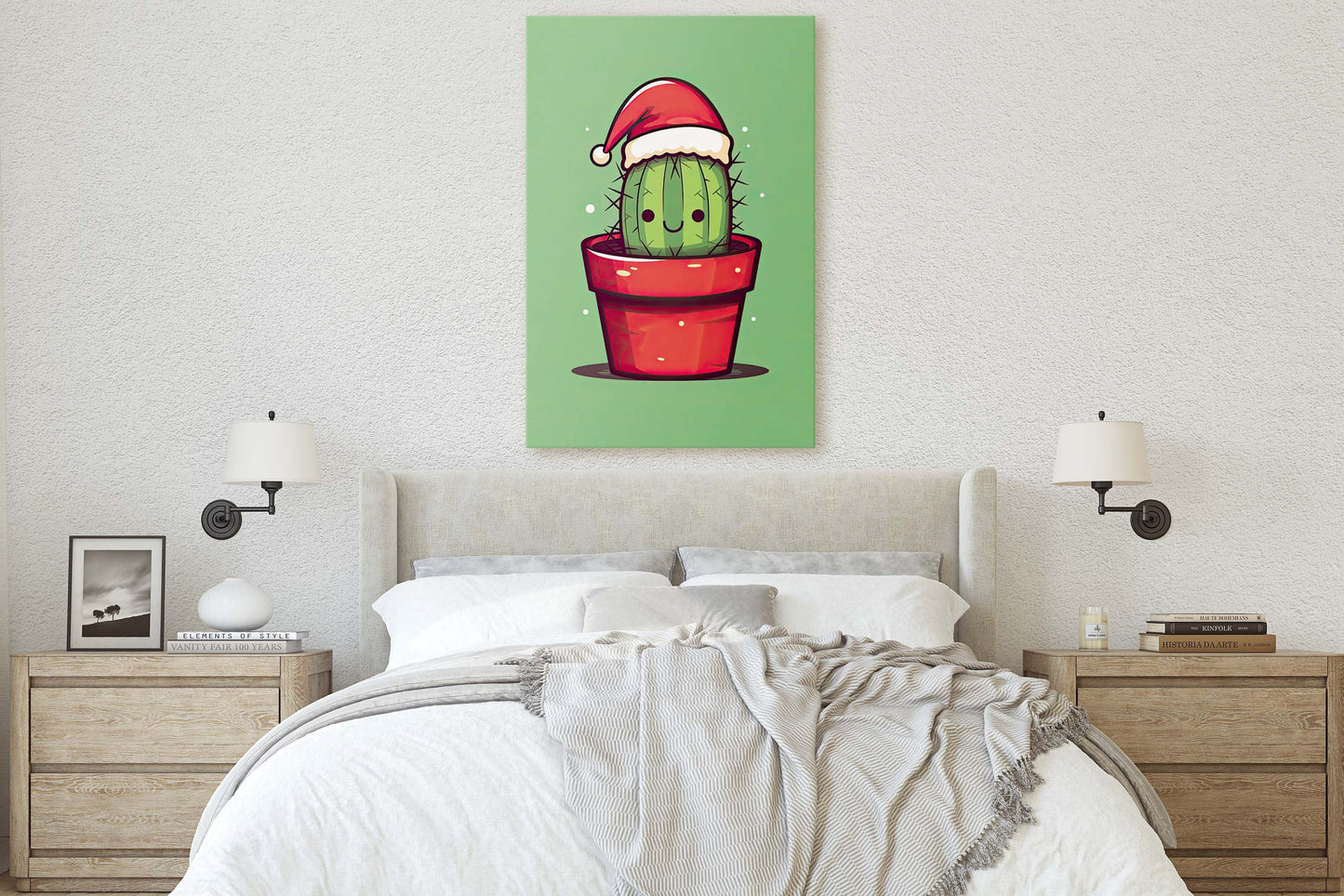 Christmas Cactus, Cute Cactus, Cute Christmas Decor, Illustration, Southwester, Chibi Style, Cartoon Cactus