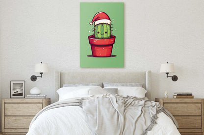 Christmas Cactus, Cute Cactus, Cute Christmas Decor, Illustration, Southwester, Chibi Style, Cartoon Cactus