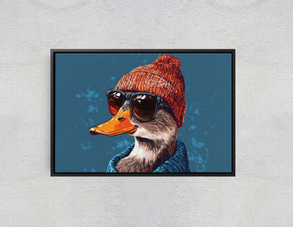 Hipster Duck, Pop Art, Modern Decor, Street Art, Animal Art, Unique Art, Kids Room, Boys Room, Girls Room
