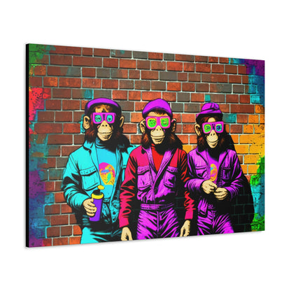 Street Monkey Canvas Art Ready To Hang Large Print, Man Cave, Video Game, Colorful, Pop art