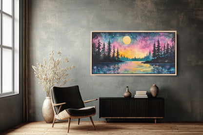Ethereal Lake, Mountain Lake Night, Scenic Decor, Nature Print