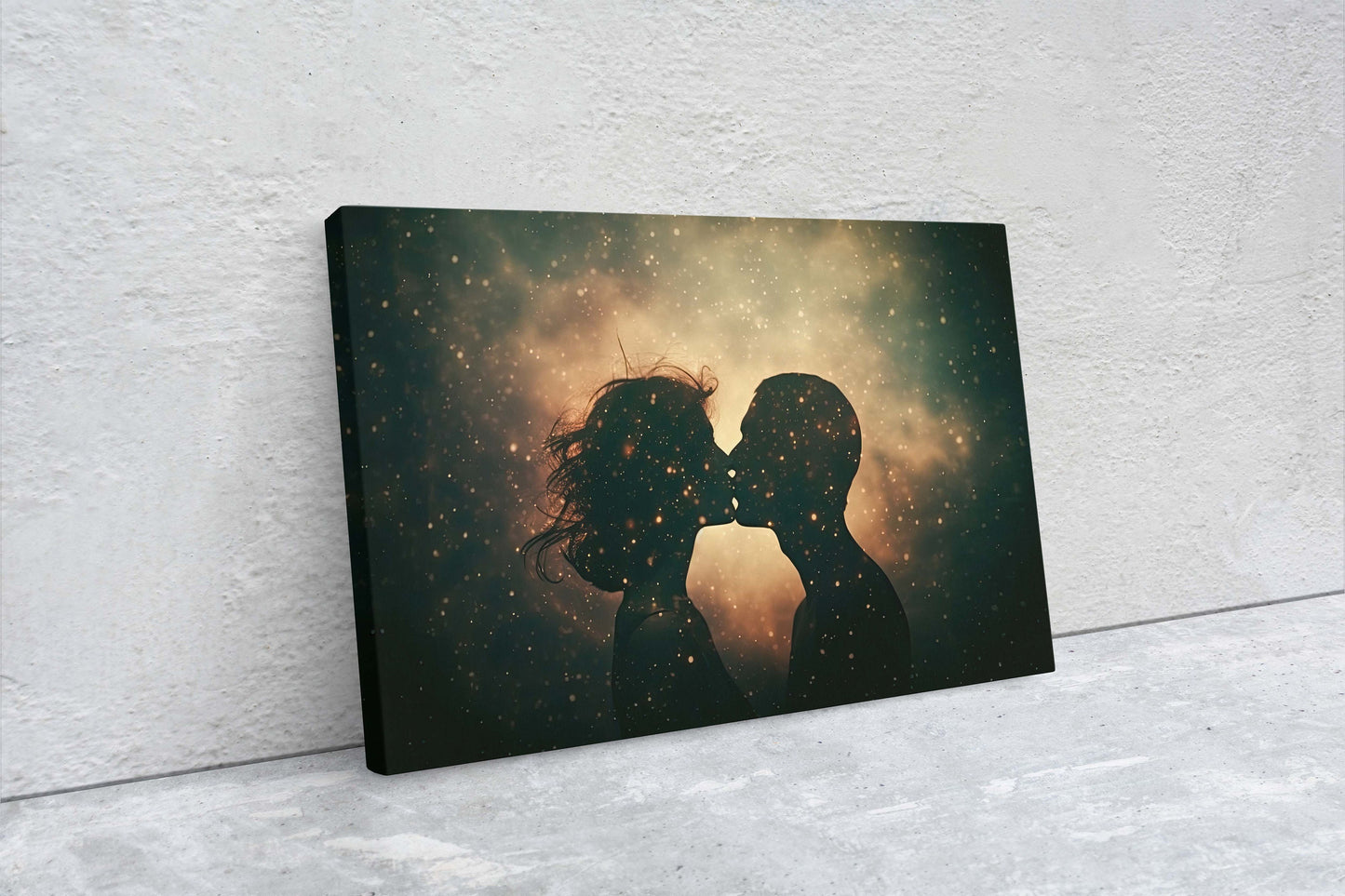 Couple Kissing, Loving Celestial, Sensual Decor, Lovers, Love, Romance Art, Intimate Partners, Canvas Art Print, Ready to Hang