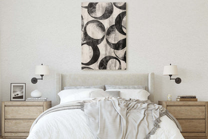 Wabi Sabi Artwork, Minimalist Circular, Neutral Tones, Black and White, Extra Large Print, Framed Canvas, Abstract, Texture