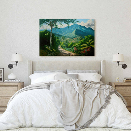 Blue Mountains Jamaica Canvas Art Ready To Hang Large Print, Oil Painting, Landscape