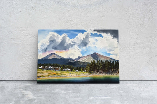 Big Sky Montana, Canvas Art, Ready To Hang, Large Print, Landscape Painting, Dramatic Landscape, Mountain Range, Blue sky mountain,
