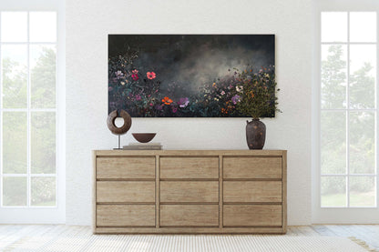 Moody Wildflowers, Flowers At Night, Dark Botanical, Wide Print