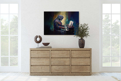 Robot Piano Canvas Art Ready To Hang Large Print, Colorful Robot, Instrument