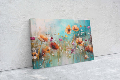 Colorful Poppies, Poppy Flowers, Large Art print, Orange Red Blue, Abstract Flower Art, Wildflower Art, Floral Painting, Dining Room Art