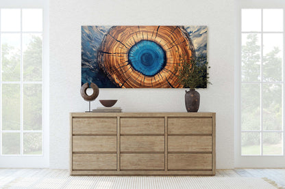 Modern Tree Decor, Contemporary Art, Blue Log, Wide Print,