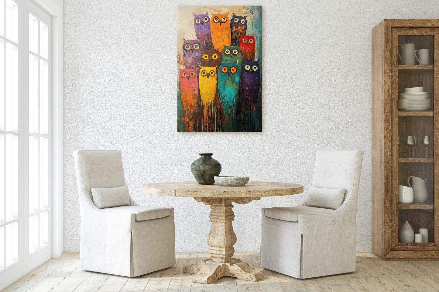 Colorful Owl Print, Pop Art, Painted Owl, Cute Owl Art