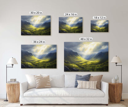 Celtic Highlands, Scottish Highland, Mountain Valley, Valley Painting, Light After Storm