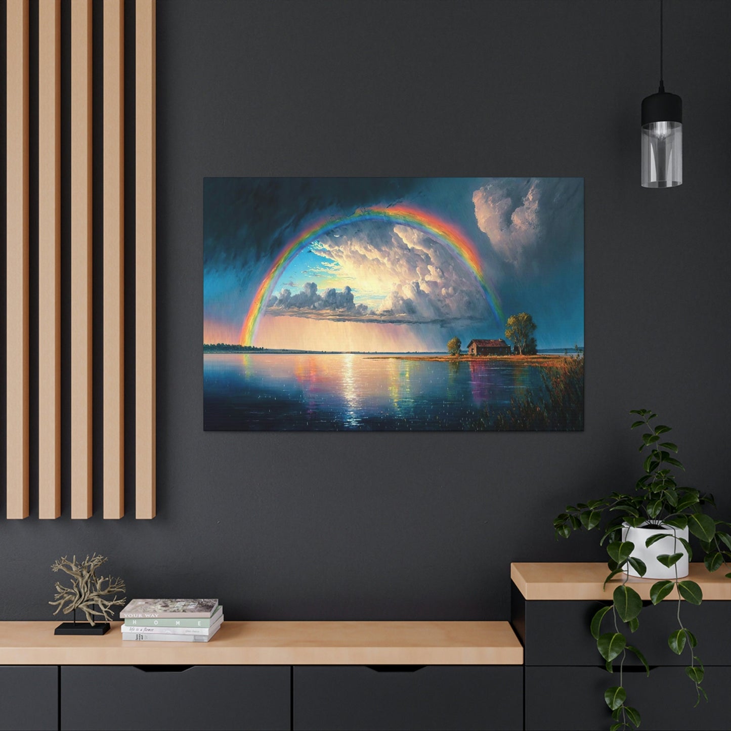 Rainbow Lakeside Canvas Art Ready To Hang