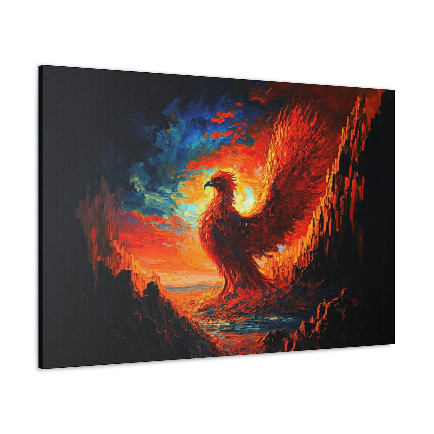 Phoenix Colorful Canvas Art Ready To Hang Large Print, Oil Painting, Fantasy, Mythical Creature, Mythology, Fire Bird, Dramatic