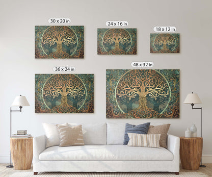 Tree of Life, Yggdrasil Painting, Norse Mythology, Celtic Art, Symbolic Artwork, Nature Decor, Abstract Nature, Large Print