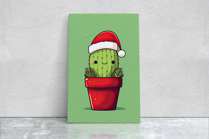 Christmas Cactus, Cute Cactus, Cute Christmas Decor, Illustration, Southwester, Chibi Style, Cartoon Cactus