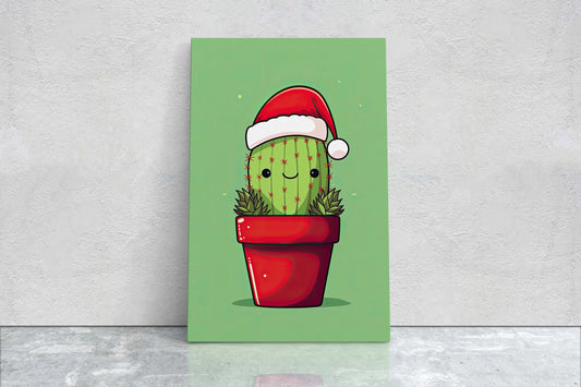 Christmas Cactus, Cute Cactus, Cute Christmas Decor, Illustration, Southwester, Chibi Style, Cartoon Cactus