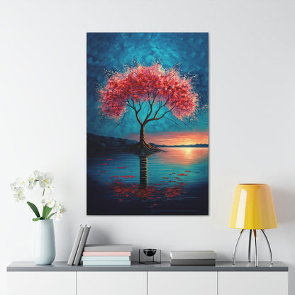 Cherry Blossom Water Canvas Art Ready To Hang