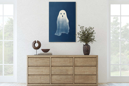 Cute Ghost Illustration, Halloween Ghost, Friendly Ghost, Happy Ghost, Fun Spirit, Halloween Poster, Canvas Art, Kid Friendly Halloween