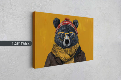 Hipster Bear, Pop Art, Street Art, Graffiti Painting, Animal Sunglasses, Orange Blue, Fun Quirky, Large Art Print, Kids Room, Boys Room