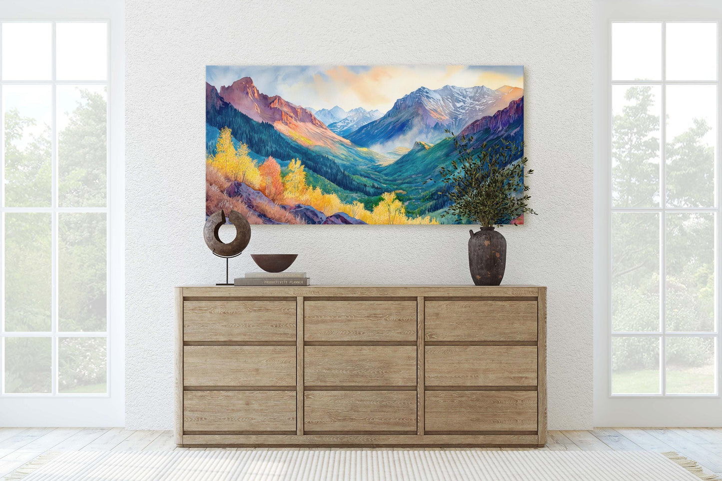 Telluride Colorado, Rocky Mountains,Fall Mountains, Vibrant Landscape, Framed Canvas, Extra Large Print
