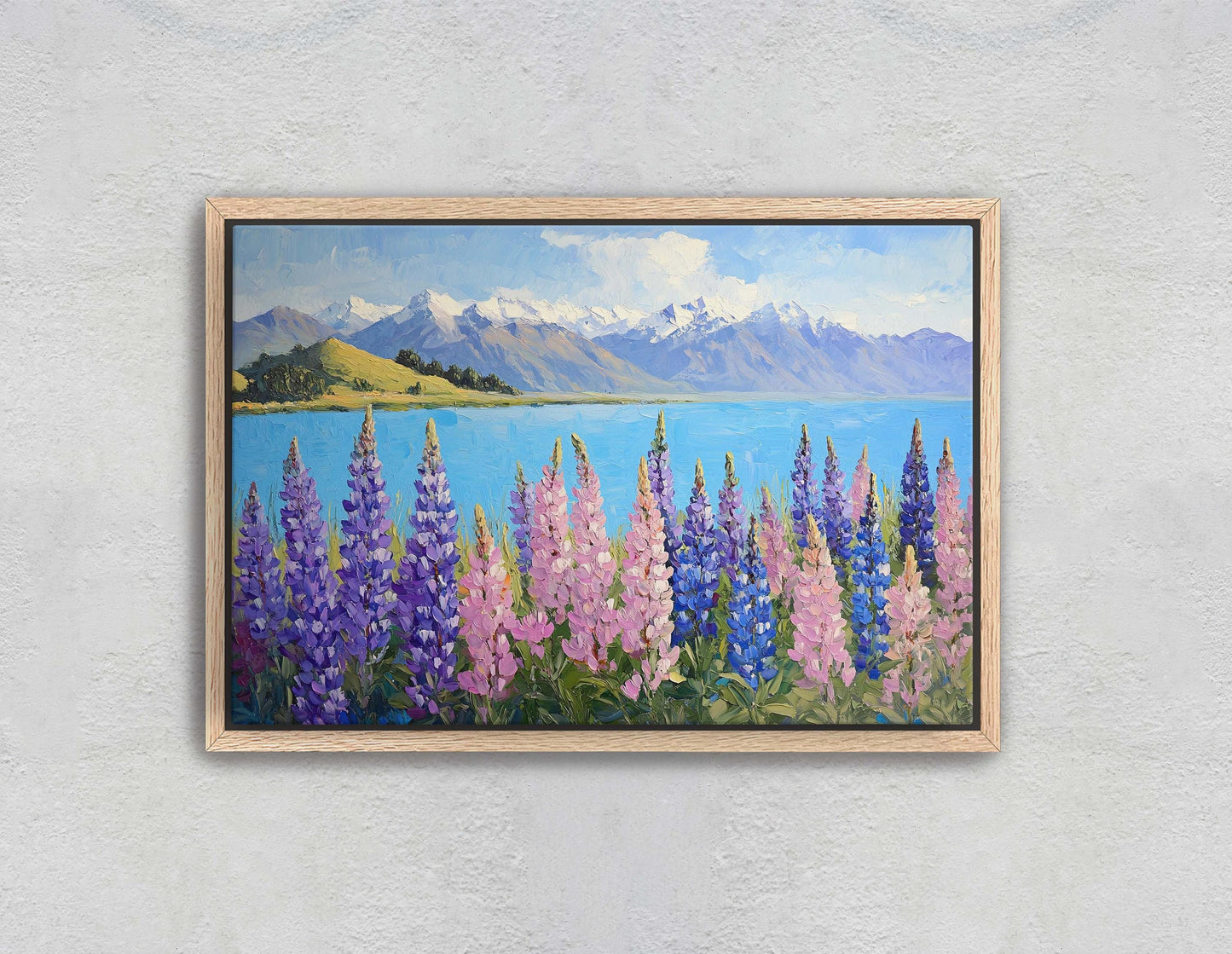 Lake Tekapo Painting, New Zealand Art, Landscape Painting, Wildflower Lake