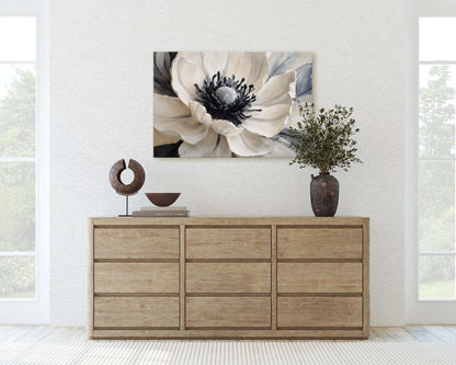 Flower Painting, Black White Flower, Contemporary Art