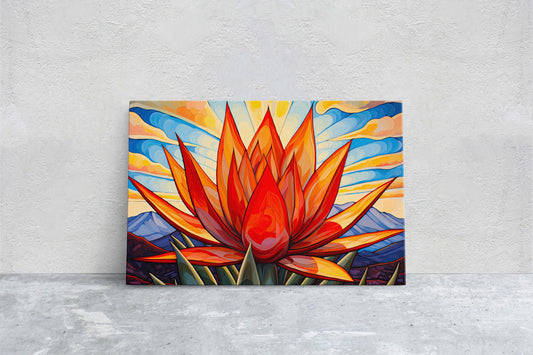 Red Agave Painting, Desert Art, Southwest Decor, Framed Canvas, Landscape Painting, Desert Landscape, Bright Colorful, Contemporary