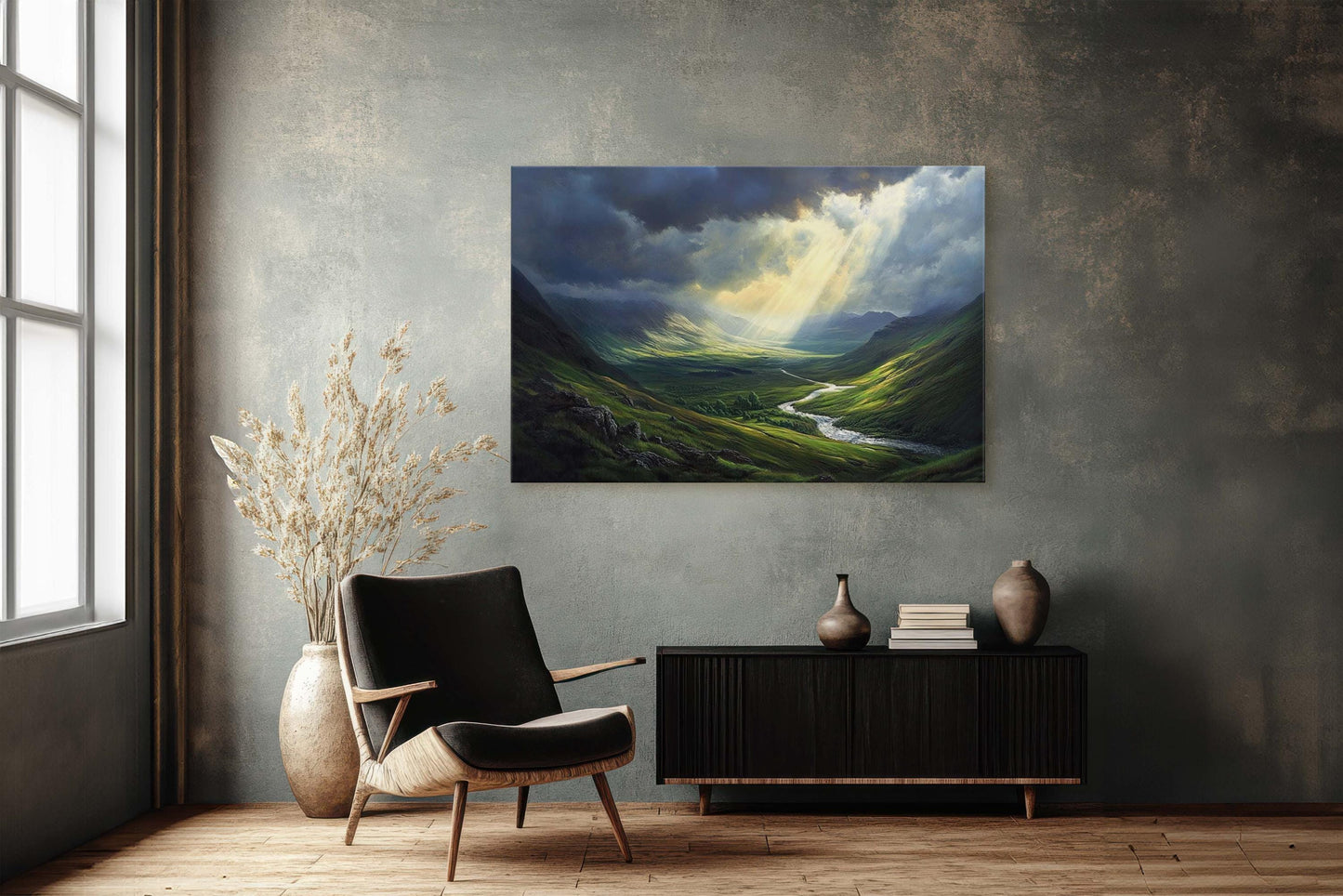 Celtic Highlands, Scotland Highlands, Scenic Decor, Valley Painting