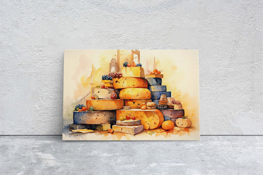 Cheese Lover Art, Dining Room Art, Kitchen Decor, Restaurant Art, Deli Decor, Fine Dining, Ready to Hand, Canvas Art Print