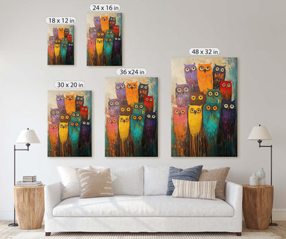 Colorful Owl Print, Pop Art, Painted Owl, Cute Owl Art