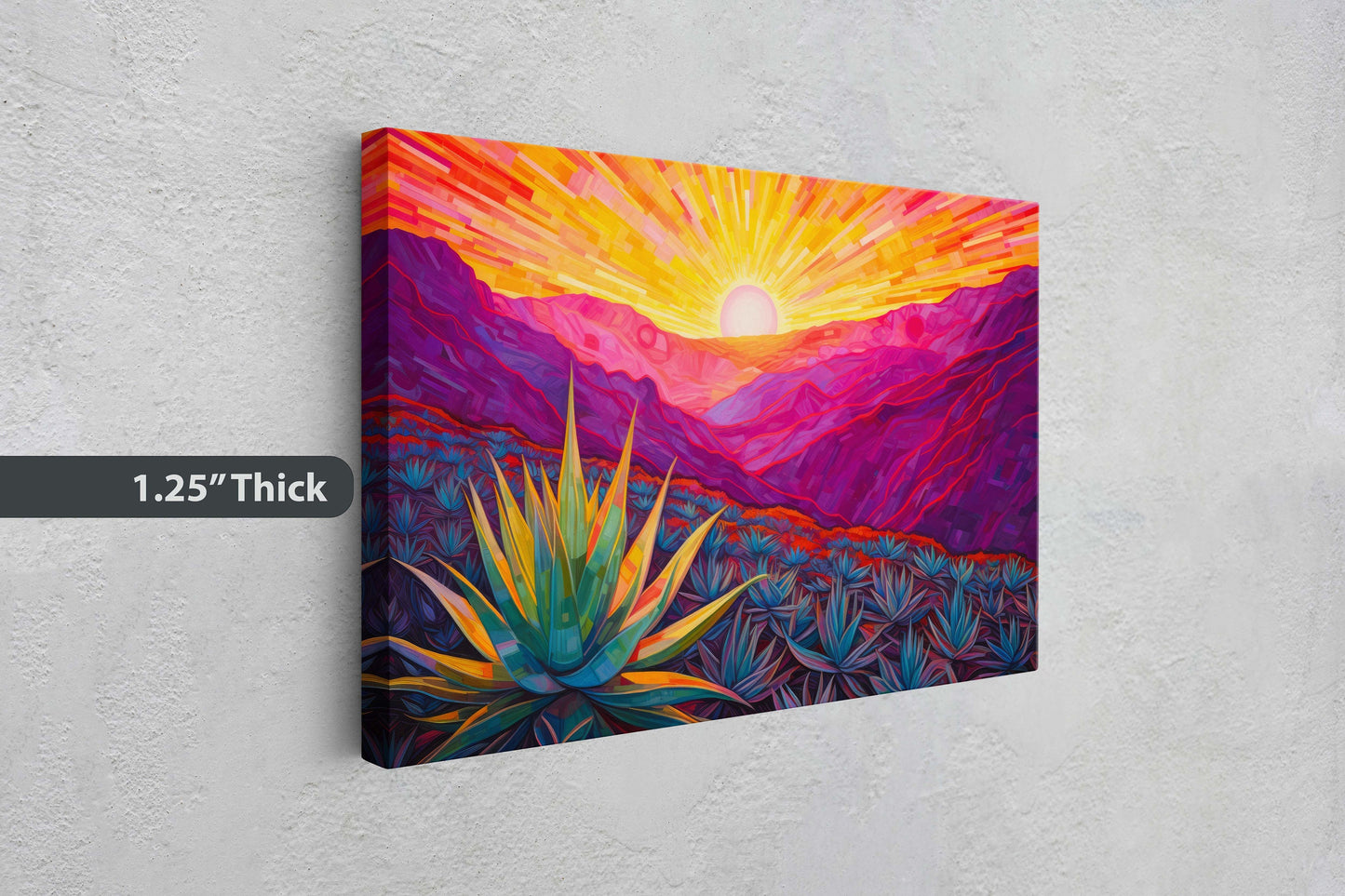 Desert Painting, Southwestern, Agave Art, Framed Canvas, Large Print, Landscape Painting