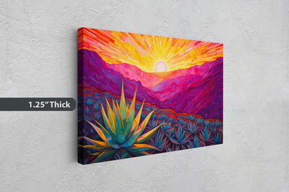 Desert Painting, Southwestern, Agave Art, Framed Canvas, Large Print, Landscape Painting