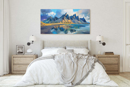 Vestrahorn Painting, Iceland Art, Nature Painting, Mountain Art
