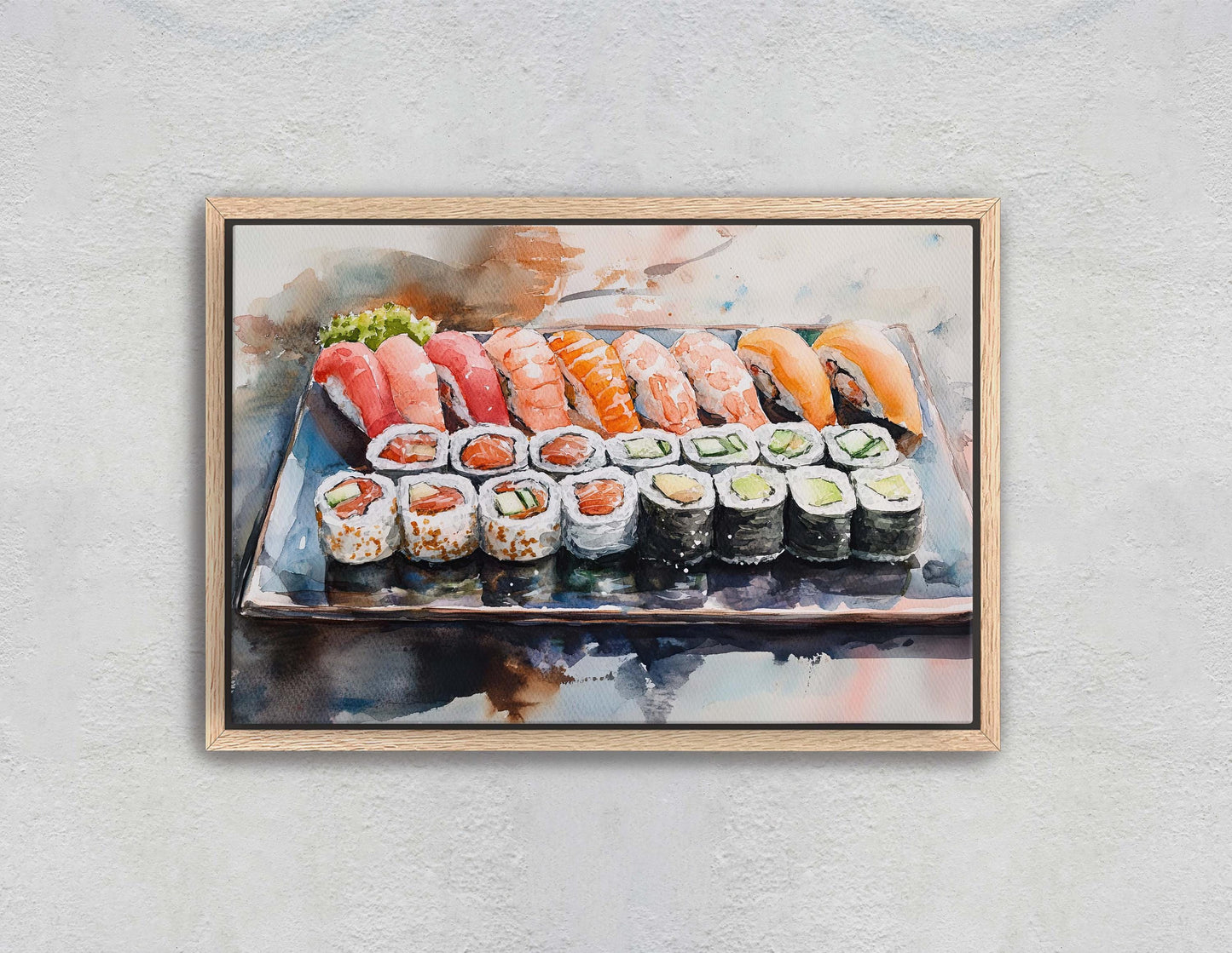 Sushi Print, Sashimi Canvas, Food Decor, Kitchen Art