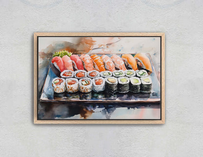 Sushi Print, Sashimi Canvas, Food Decor, Kitchen Art