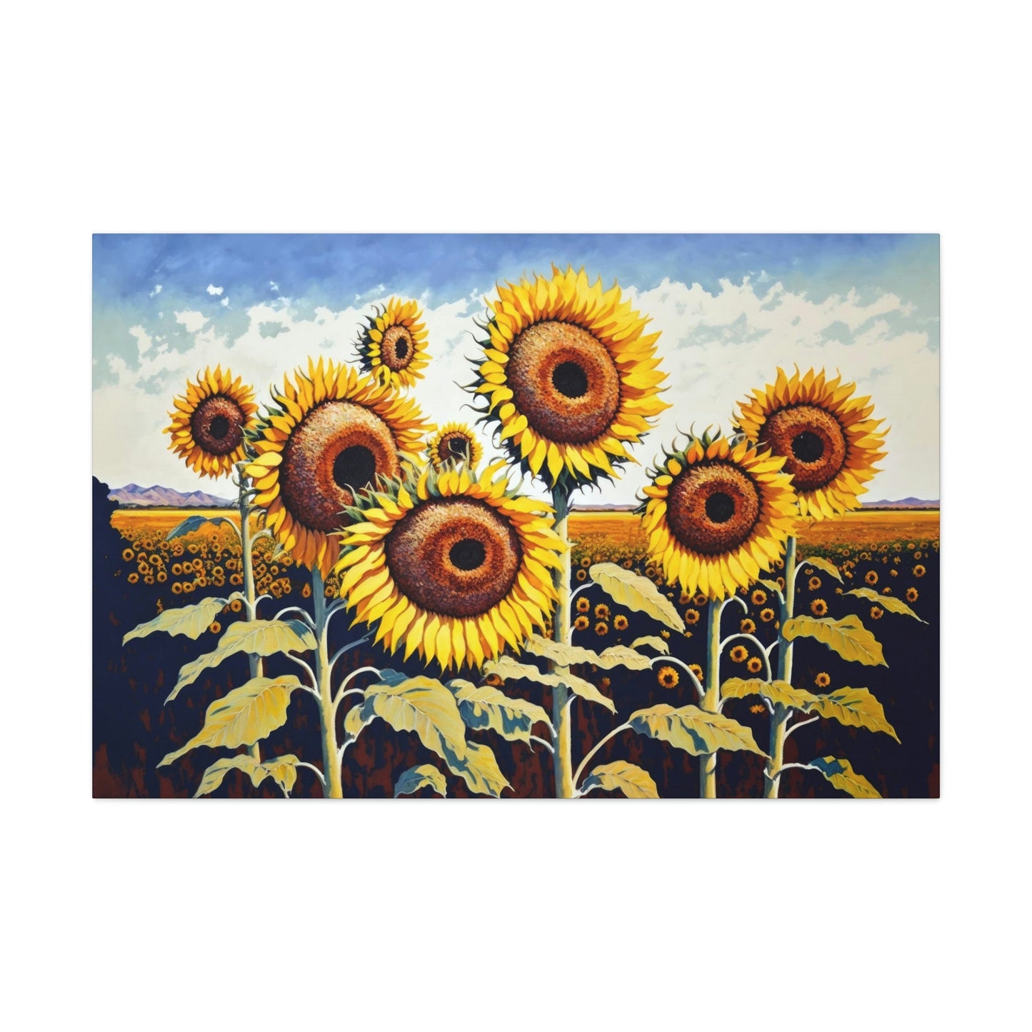 Sunflowers Colorful Canvas Art Ready To Hang Large Print, Oil Painting, Flowers, Floral