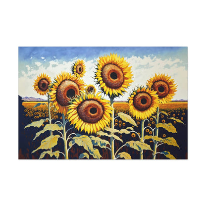 Sunflowers Colorful Canvas Art Ready To Hang Large Print, Oil Painting, Flowers, Floral