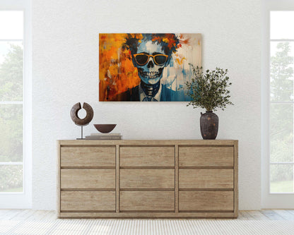 Hipster Skeleton, Halloween Abstract, Death Work, Halloween Pop Art, Creepy Decor, Gothic Art, Working Dead