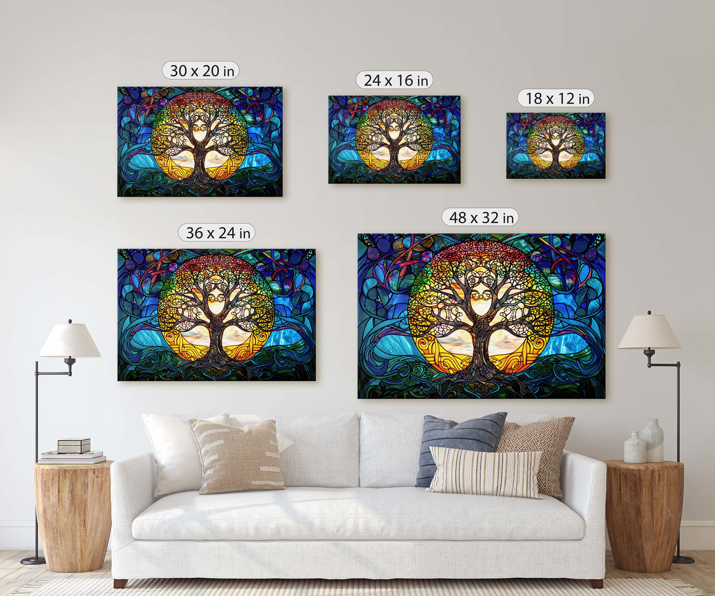 Yggdrasil Painting, Tree of life, Norse Mythology, Celtic Art, Stained Glass, Symbolic Artwork, Nature Decor, Abstract Nature, Large Print