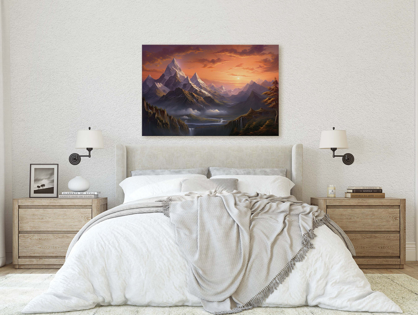 Large Abstract Mountain Painting, Original Scenery Painting, Landscape Room Decor, Living room Wall Decor,  Nature Wall Art