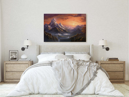 Large Abstract Mountain Painting, Original Scenery Painting, Landscape Room Decor, Living room Wall Decor,  Nature Wall Art