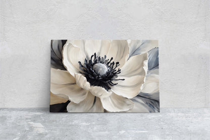 Flower Painting, Black White Flower, Contemporary Art