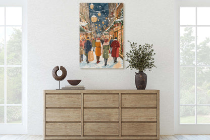 Vintage Christmas Canvas, Christmas Shopping, Christmas Village