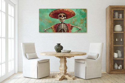 Day of Dead Skeleton, Emerald Green, dia de los muertos, Sombrero