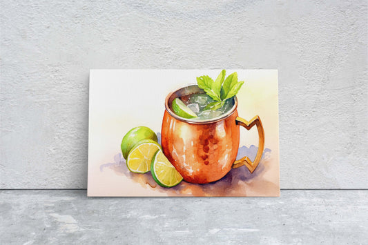 Moscow Mule, Copper Mug, Bar Decor, Restaurant art, Kitchen Decor, Dining Room Art, Beverage, Cocktail Print, Drink Decor, Mixologist