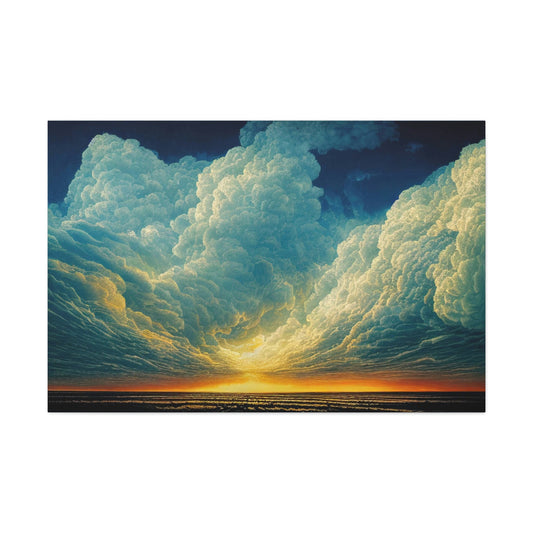 Storm Passing Art Ready To Hang Large Print, Oil Painting, Landscape, Dark Gloomy, Dramatic, Hopeful