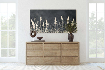Grass Field Painting, Light and Dark, Tall Grass Print, Black and White