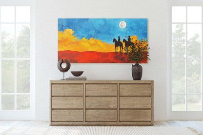 Cowboy Adventure, Western Decor, Pop Art, Bright Colorful