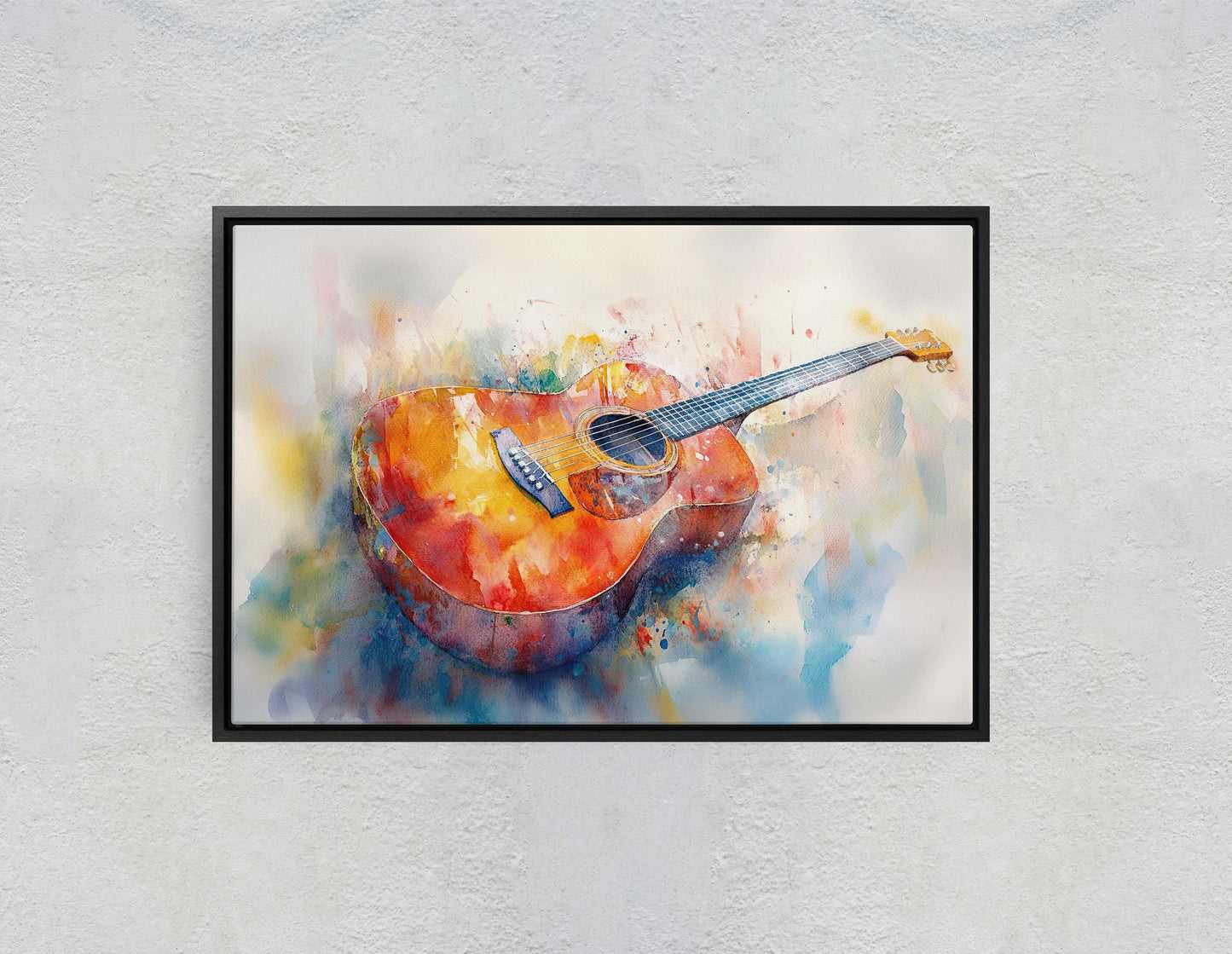 Watercolor Guitar, Music Painting, Instrument Art, Musical Art