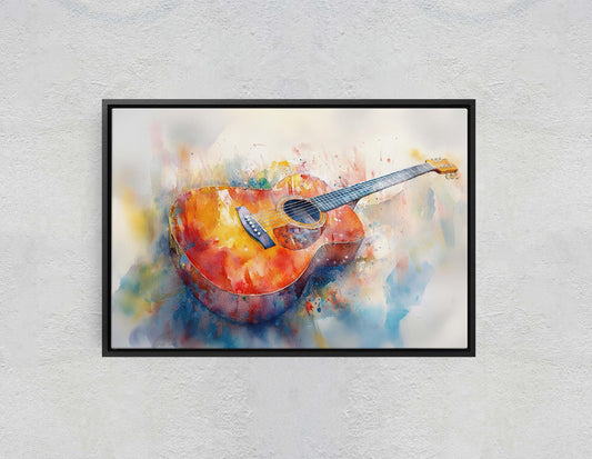 Watercolor Guitar, Music Painting, Instrument Art, Musical Art